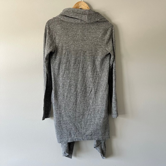 Athleta Heather Gray Cowl Neck Open Front Cardigan Draped Sweater Medium - Picture 4 of 4